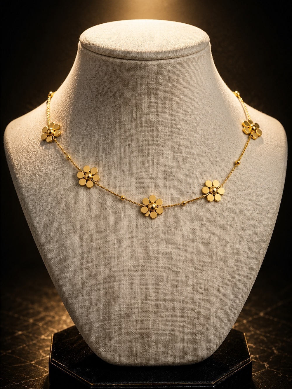 Gold Plated Floral Station Necklace - Picture 4 of 5